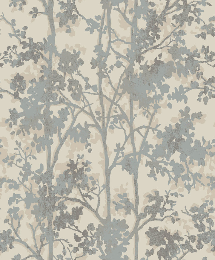 Shimmering Foliage Cream & Silver Wallpaper by Antonina Vella Antonina Vella Modern Metals Second Edition Covers about 57.2 square feet 20.8-in by 33-ft long roll Unpasted 25.2 - Fabric Carolina -
