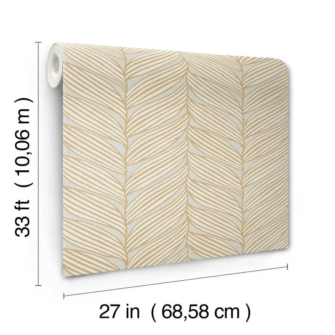 Luminous Leaves Neutral & Gold Wallpaper by Antonina Vella Designer