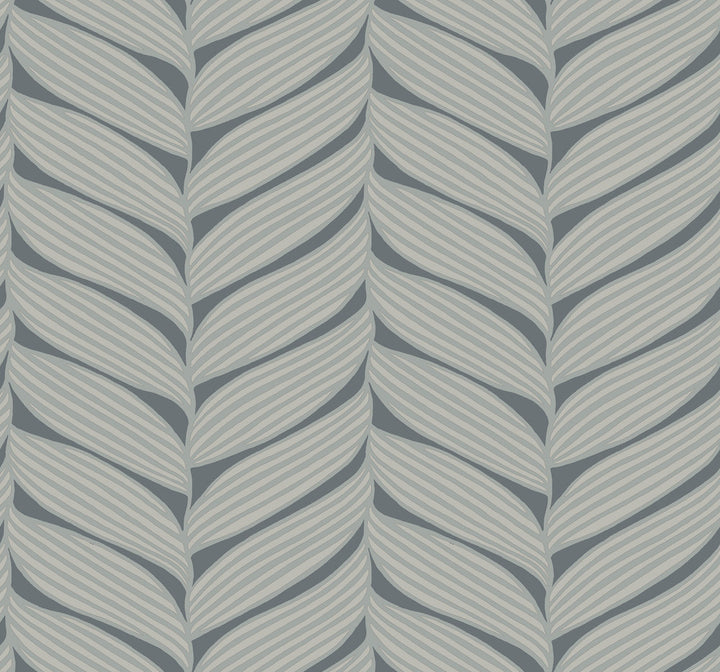 Luminous Leaves Charcoal & Silver Wallpaper by Antonina Vella Antonina Vella Modern Metals Second Edition Covers about 60.5 square feet 27-in by 26.9-ft long roll Unpasted 12.6 - Fabric Carolina -