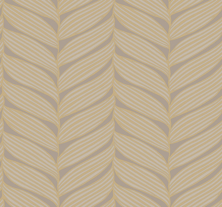 Luminous Leaves Grey & Gold Wallpaper by Antonina Vella Antonina Vella Modern Metals Second Edition Covers about 60.5 square feet 27-in by 26.9-ft long roll Unpasted 12.6 - Fabric Carolina -