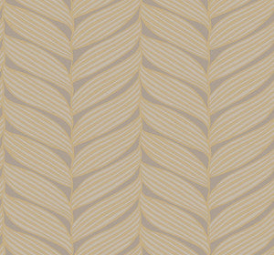 Luminous Leaves Grey & Gold Wallpaper by Antonina Vella