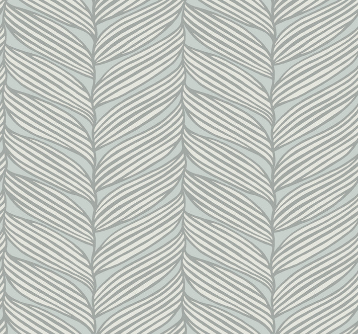 Luminous Leaves Spa & Silver Wallpaper by Antonina Vella Antonina Vella Modern Metals Second Edition Covers about 60.5 square feet 27-in by 26.9-ft long roll Unpasted 12.6 - Fabric Carolina -