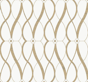 Graceful Geo Cream & Gold Wallpaper by Antonina Vella