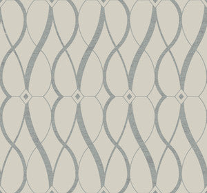 Graceful Geo Beige & Silver Wallpaper by Antonina Vella