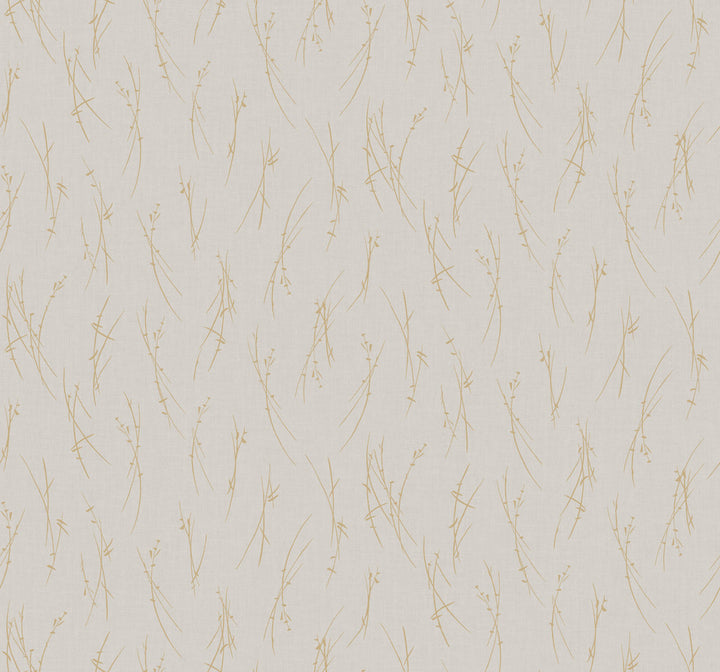 Sprigs Light Grey & Gold Wallpaper by Antonina Vella Antonina Vella Modern Metals Second Edition Covers about 60.5 square feet 27-in by 26.9-ft long roll Unpasted 12.6 - Fabric Carolina -