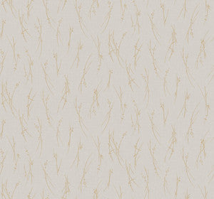 Sprigs Light Grey & Gold Wallpaper by Antonina Vella