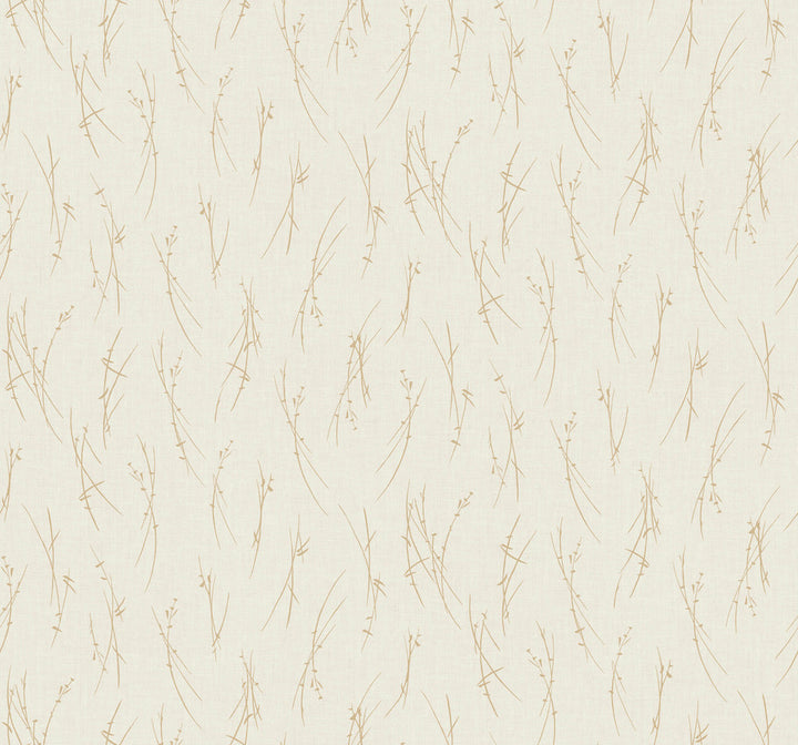 Sprigs Cream & Gold Wallpaper by Antonina Vella Antonina Vella Modern Metals Second Edition Covers about 60.5 square feet 27-in by 26.9-ft long roll Unpasted 12.6 - Fabric Carolina -