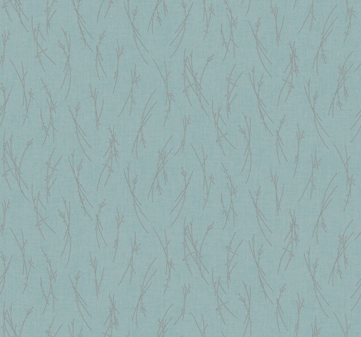 Sprigs Smokey Blue & Silver Wallpaper by Antonina Vella Antonina Vella Modern Metals Second Edition Covers about 60.5 square feet 27-in by 26.9-ft long roll Unpasted 12.6 - Fabric Carolina -