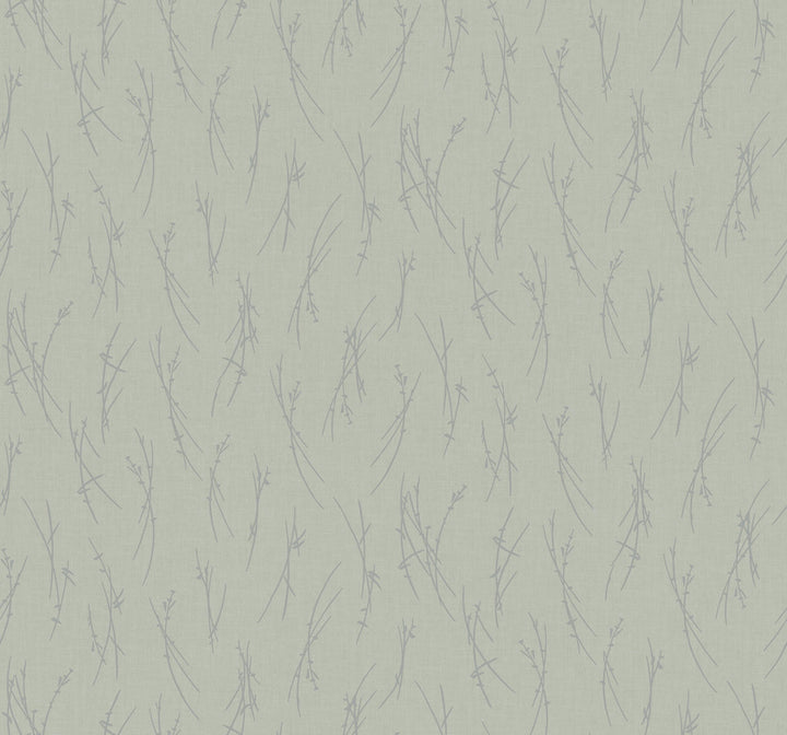 Sprigs Eucalyptus & Silver Wallpaper by Antonina Vella Antonina Vella Modern Metals Second Edition Covers about 60.5 square feet 27-in by 26.9-ft long roll Unpasted 12.6 - Fabric Carolina -