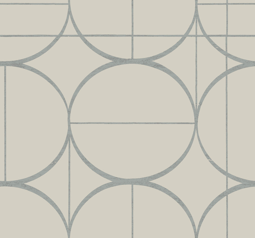 Sun Circles Taupe & Silver Wallpaper by Antonina Vella Antonina Vella Modern Metals Second Edition Covers about 60.5 square feet 27-in by 26.9-ft long roll Unpasted 25.2 - Fabric Carolina -