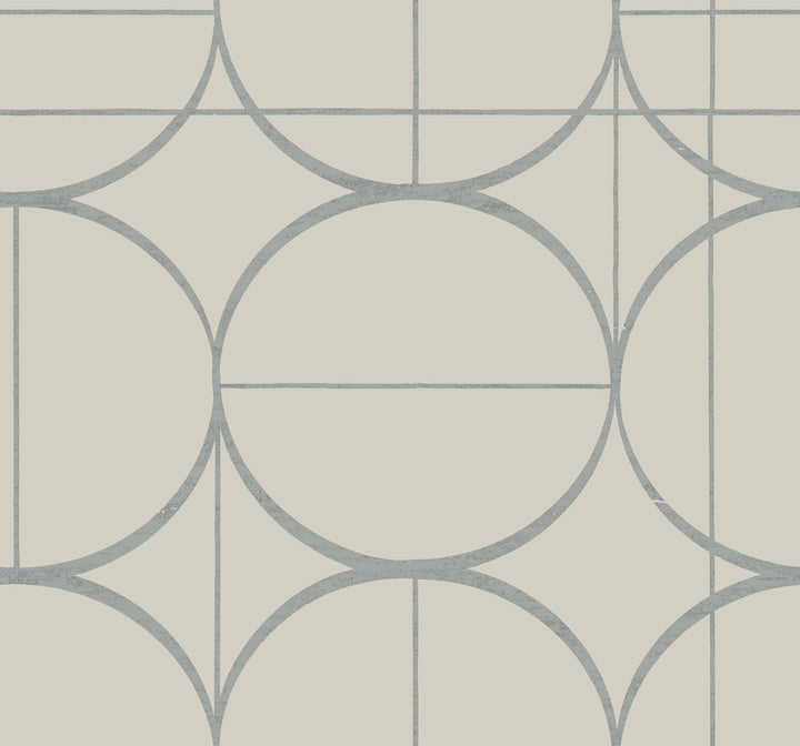 Sun Circles Taupe & Silver Wallpaper by Antonina Vella Antonina Vella Modern Metals Second Edition Covers about 60.5 square feet 27-in by 26.9-ft long roll Unpasted 25.2 - Fabric Carolina -