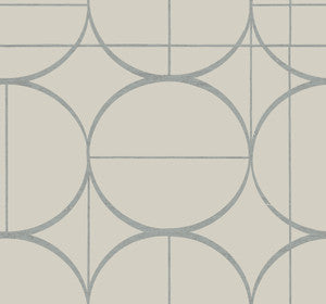 Sun Circles Taupe & Silver Wallpaper by Antonina Vella