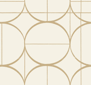 Sun Circles Cream & Gold Wallpaper by Antonina Vella