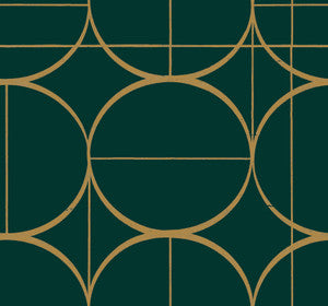 Sun Circles Emerald & Gold Wallpaper by Antonina Vella