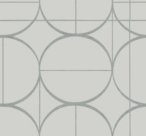 Sun Circles Fog & Silver Wallpaper by Antonina Vella