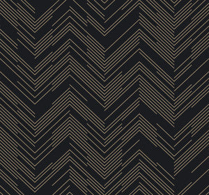 Polished Chevron Black & Gold Wallpaper by Antonina Vella