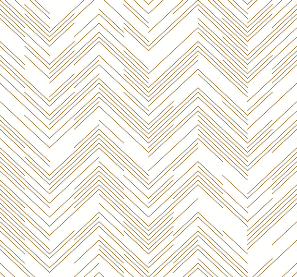 Polished Chevron White & Gold Wallpaper by Antonina Vella Antonina Vella Modern Metals Second Edition Covers about 60.5 square feet 27-in by 26.9-ft long roll Unpasted 25.2 - Fabric Carolina -