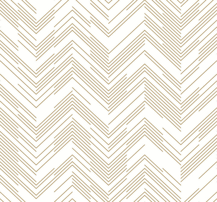 Polished Chevron White & Gold Wallpaper by Antonina Vella Antonina Vella Modern Metals Second Edition Covers about 60.5 square feet 27-in by 26.9-ft long roll Unpasted 25.2 - Fabric Carolina -