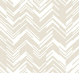 Polished Chevron White & Gold Wallpaper by Antonina Vella