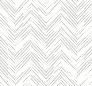 Polished Chevron White & Silver Wallpaper by Antonina Vella