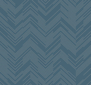 Polished Chevron Blue & Silver Wallpaper by Antonina Vella