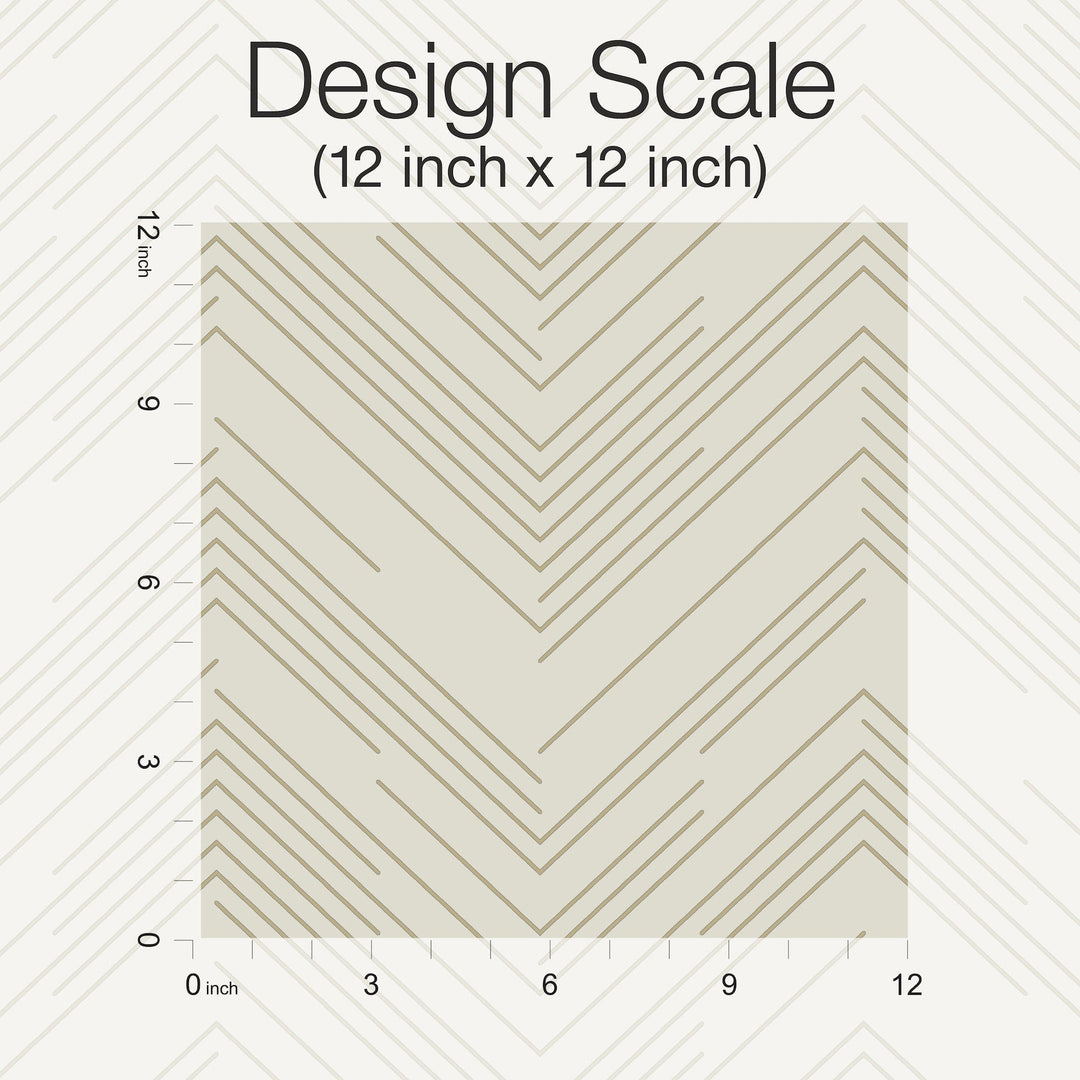 Polished Chevron Cream & Gold Wallpaper by Antonina Vella Designer