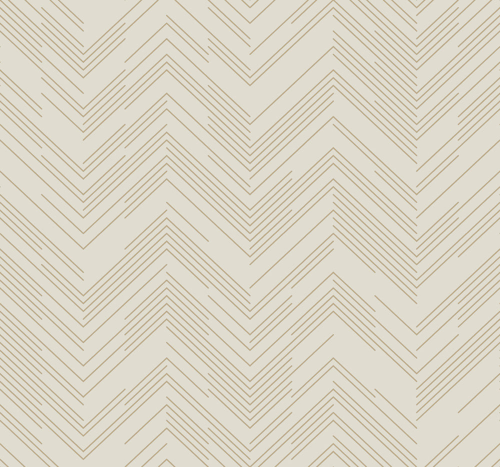 Polished Chevron Cream & Gold Wallpaper by Antonina Vella Antonina Vella Modern Metals Second Edition Covers about 60.5 square feet 27-in by 26.9-ft long roll Unpasted 25.2 - Fabric Carolina -