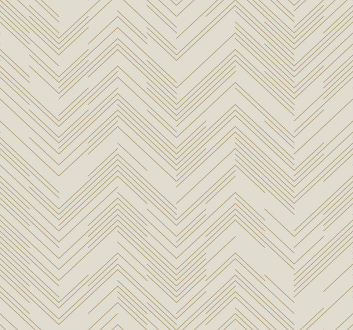Polished Chevron Cream & Gold Wallpaper by Antonina Vella Antonina Vella Modern Metals Second Edition Covers about 60.5 square feet 27-in by 26.9-ft long roll Unpasted 25.2 - Fabric Carolina -