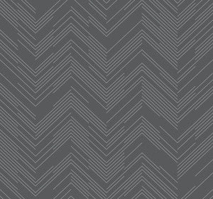 Polished Chevron Charcoal & Silver Wallpaper by Antonina Vella