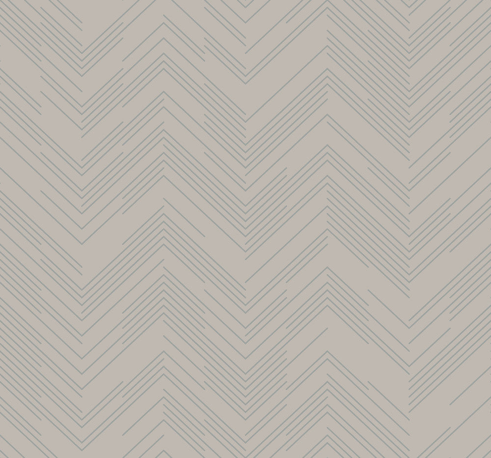 Polished Chevron Taupe & Silver Wallpaper by Antonina Vella Antonina Vella Modern Metals Second Edition Covers about 60.5 square feet 27-in by 26.9-ft long roll Unpasted 25.2 - Fabric Carolina -