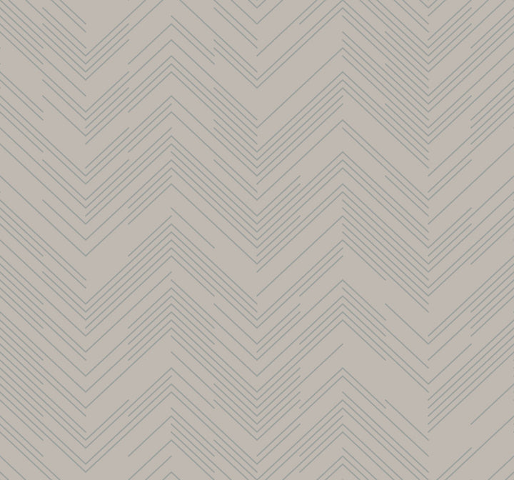 Polished Chevron Taupe & Silver Wallpaper by Antonina Vella Antonina Vella Modern Metals Second Edition Covers about 60.5 square feet 27-in by 26.9-ft long roll Unpasted 25.2 - Fabric Carolina -