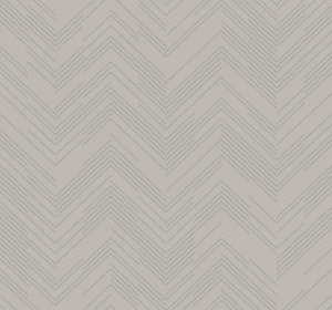 Polished Chevron Taupe & Silver Wallpaper by Antonina Vella