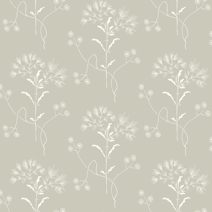 Cupola Wildflower Light Grey & White Wallpaper by Magnolia Home Magnolia Home Vol. II Covers about 56.4 square feet 20.5-in by 33-ft long roll Prepasted 10.25 - Fabric Carolina -