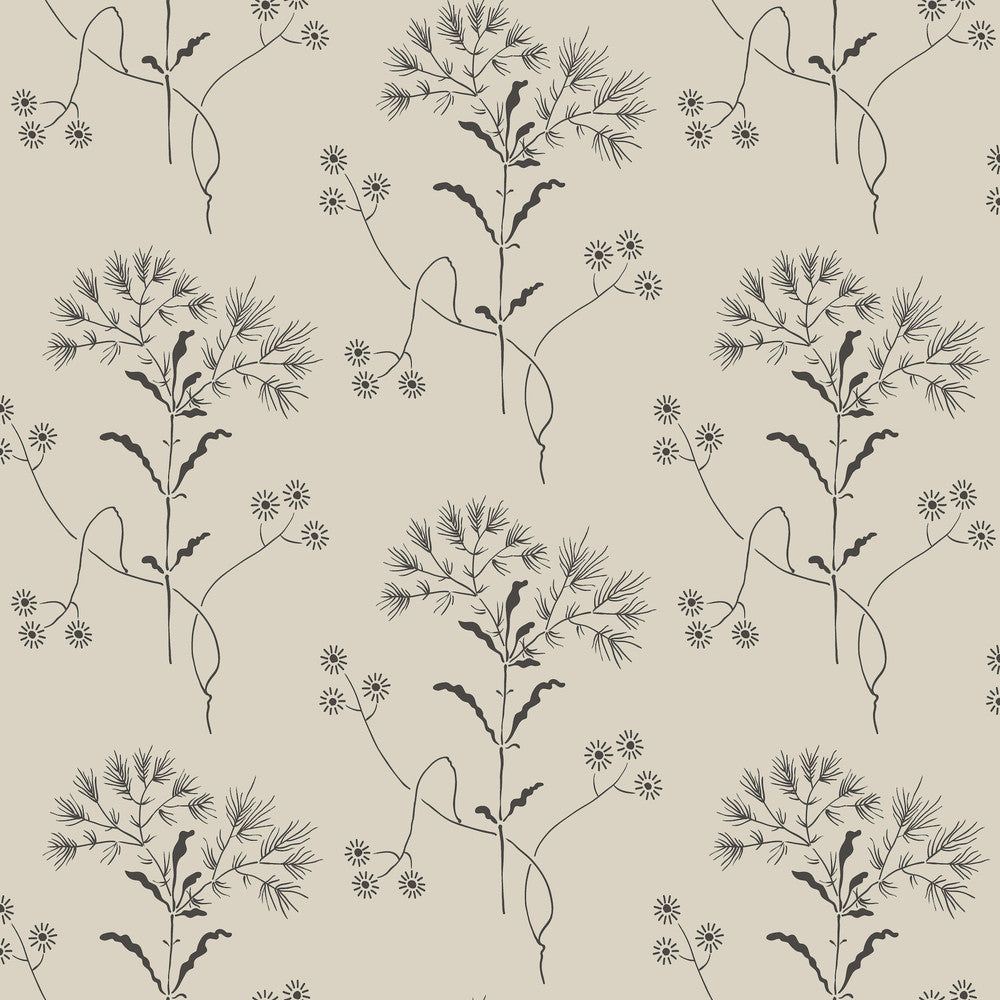 Gatherings White & Taupe Wallpaper by Magnolia Home Magnolia Home Vol. II Covers about 56.4 square feet 20.5-in by 33-ft long roll Prepasted 10.25 - Fabric Carolina -