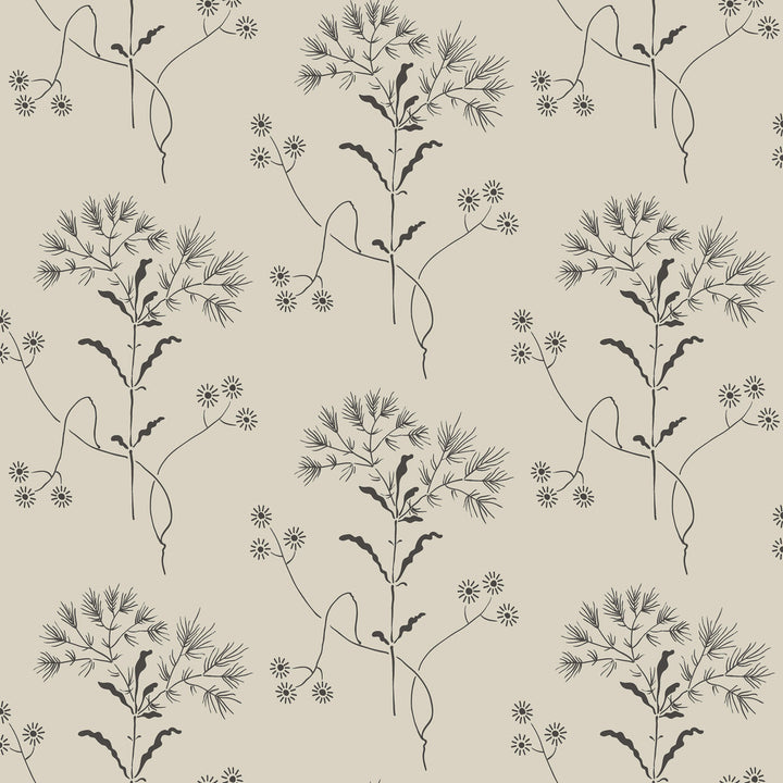 Gatherings White & Taupe Wallpaper by Magnolia Home Magnolia Home Vol. II Covers about 56.4 square feet 20.5-in by 33-ft long roll Prepasted 10.25 - Fabric Carolina -