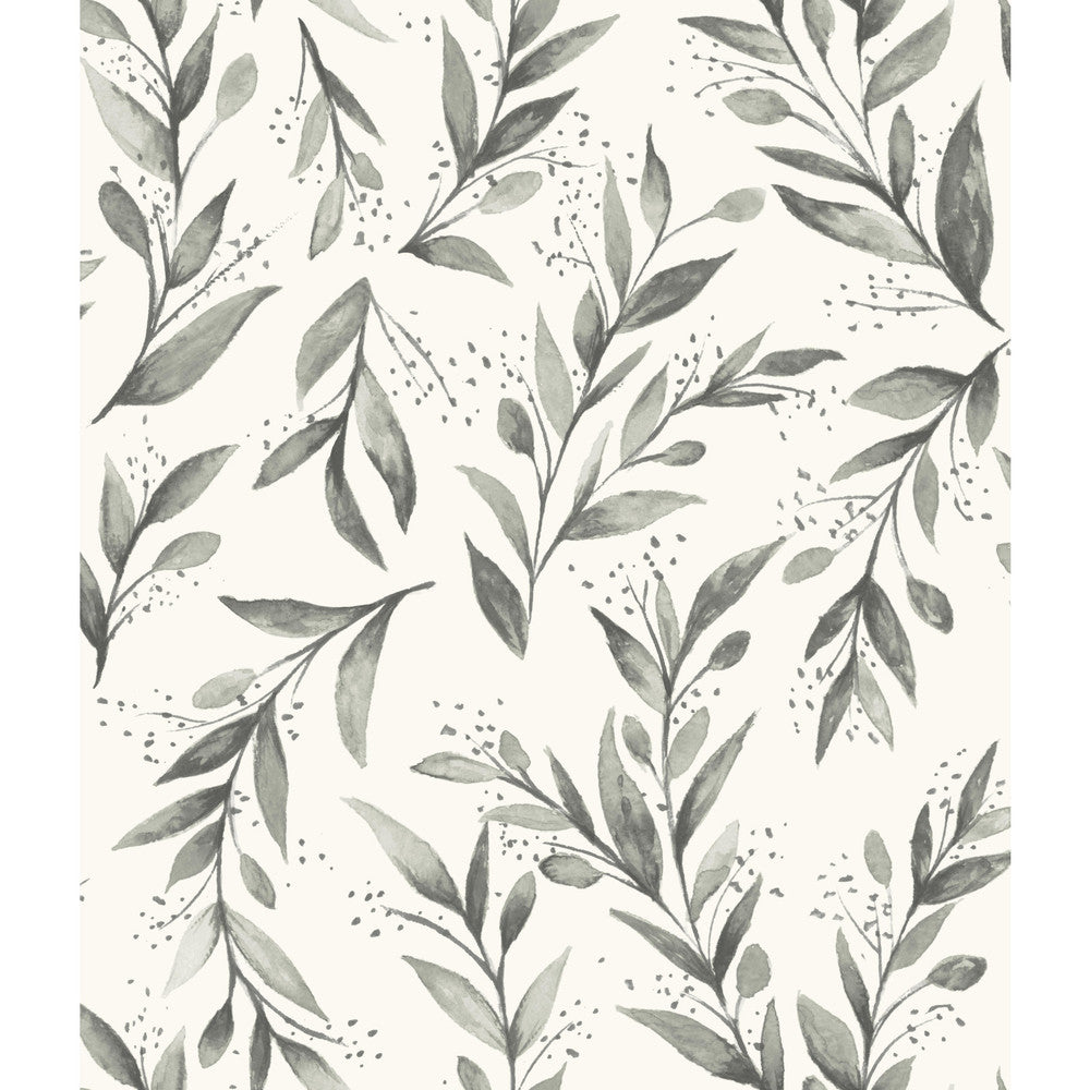 Olive Branch Charcoal Wallpaper by Magnolia Home Magnolia Home Vol. II Covers about 56.4 square feet 20.5-in by 33-ft long roll Prepasted 24 - Fabric Carolina -