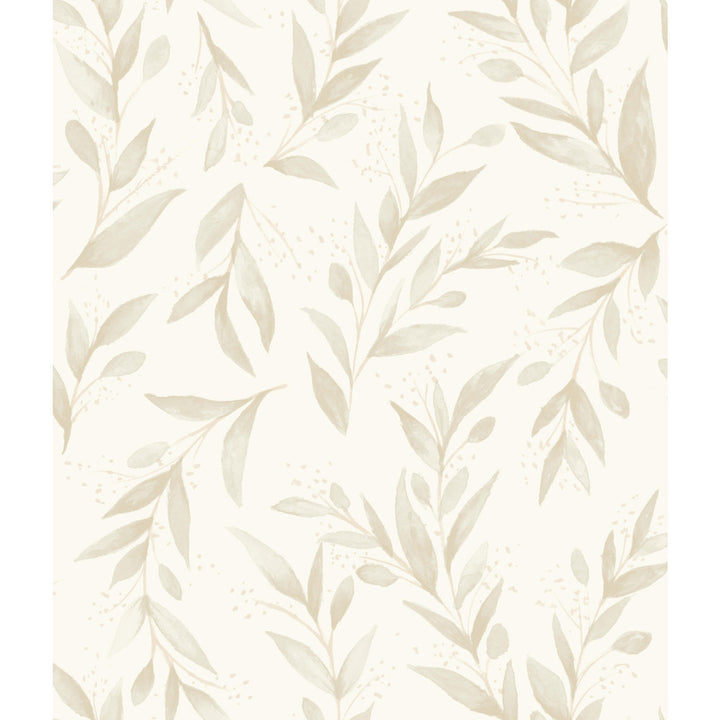 Olive Branch Beige Wallpaper by Magnolia Home Magnolia Home Vol. II Covers about 56.4 square feet 20.5-in by 33-ft long roll Prepasted 24 - Fabric Carolina -