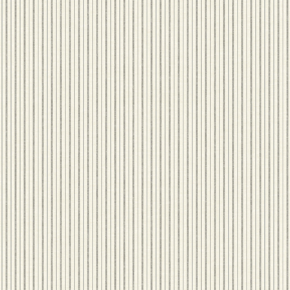 French Ticking Charcoal & Black Wallpaper by Magnolia Home Magnolia Home Vol. II Covers about 56.4 square feet 20.5-in by 33-ft long roll Prepasted 0 - Fabric Carolina -