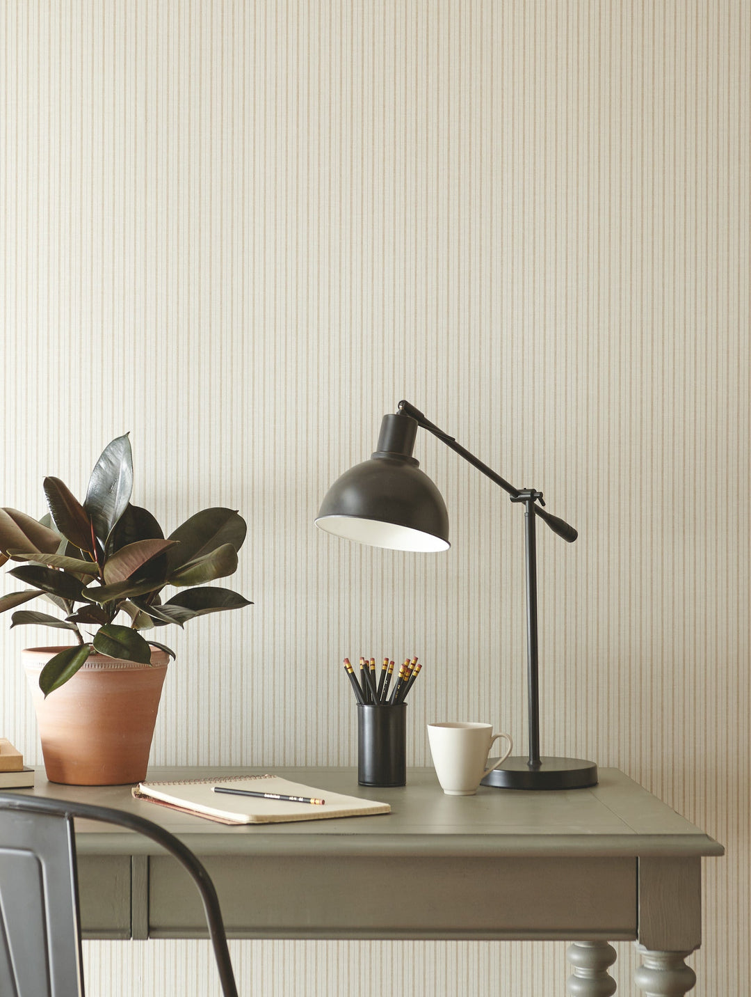 French Ticking Cream Wallpaper by Magnolia Home Designer