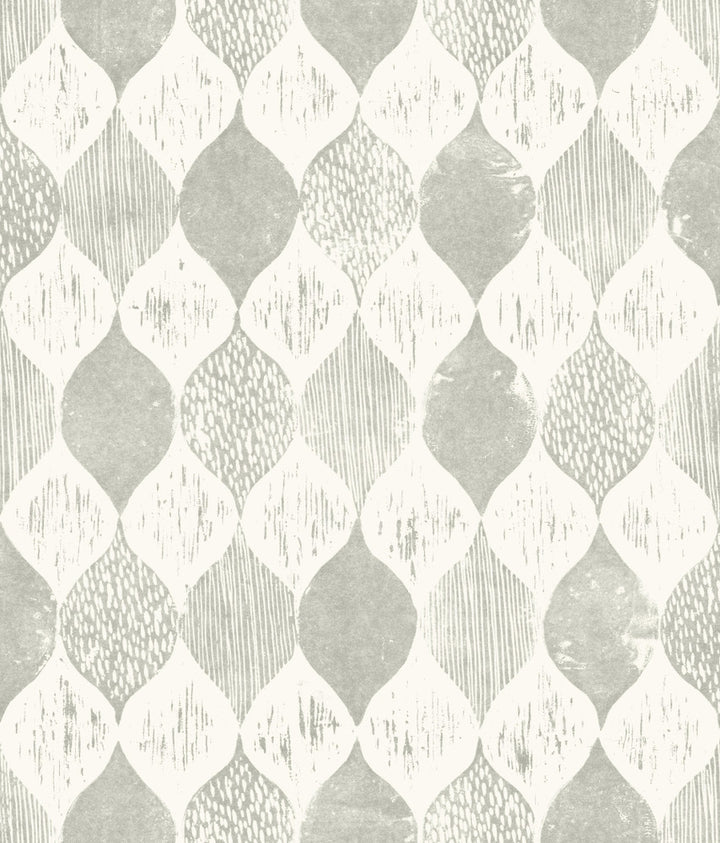 Garden Trowel Woodblock Print Grey Wallpaper by Magnolia Home Magnolia Home Vol. II Covers about 56.4 square feet 20.5-in by 33-ft long roll Prepasted 24 - Fabric Carolina -