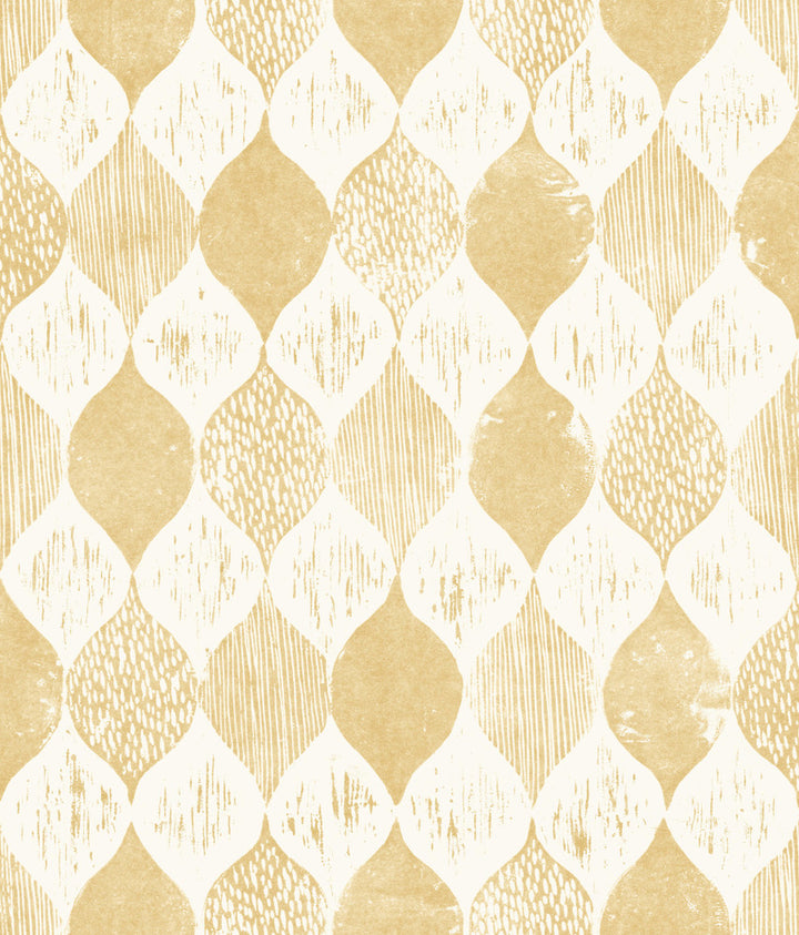 Woodblock Yellow Wallpaper by Magnolia Home Magnolia Home Vol. II Covers about 56.4 square feet 20.5-in by 33-ft long roll Prepasted 24 - Fabric Carolina -