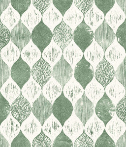 Woodblock Print Forest Green Wallpaper by Magnolia Home