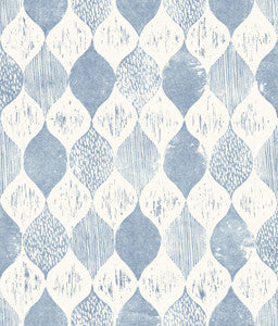 Woodblock Blue Wallpaper by Magnolia Home