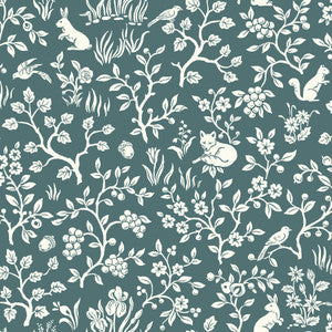 Weekends Fox & Hare Teal Wallpaper by Magnolia Home