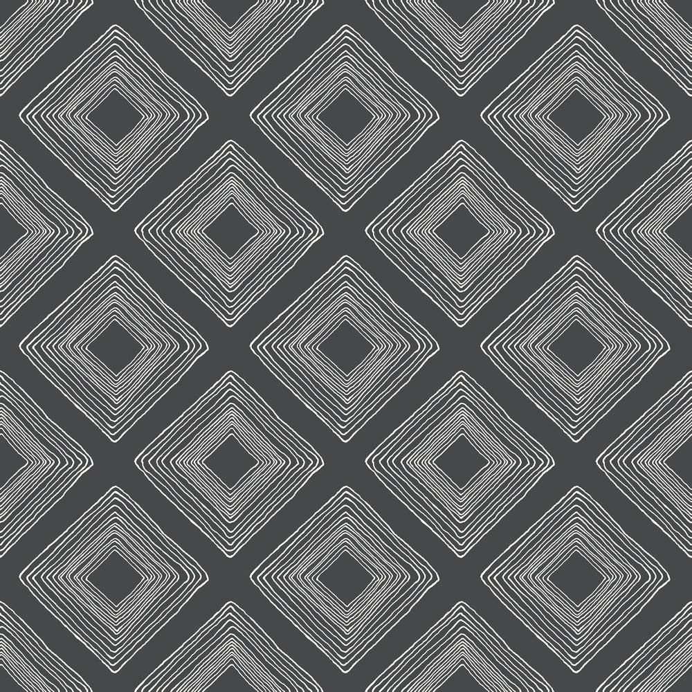 Diamond Sketch White & Black Wallpaper by Magnolia Home Magnolia Home Vol. II Covers about 56.4 square feet 20.5-in by 33-ft long roll Prepasted 6.88 - Fabric Carolina -