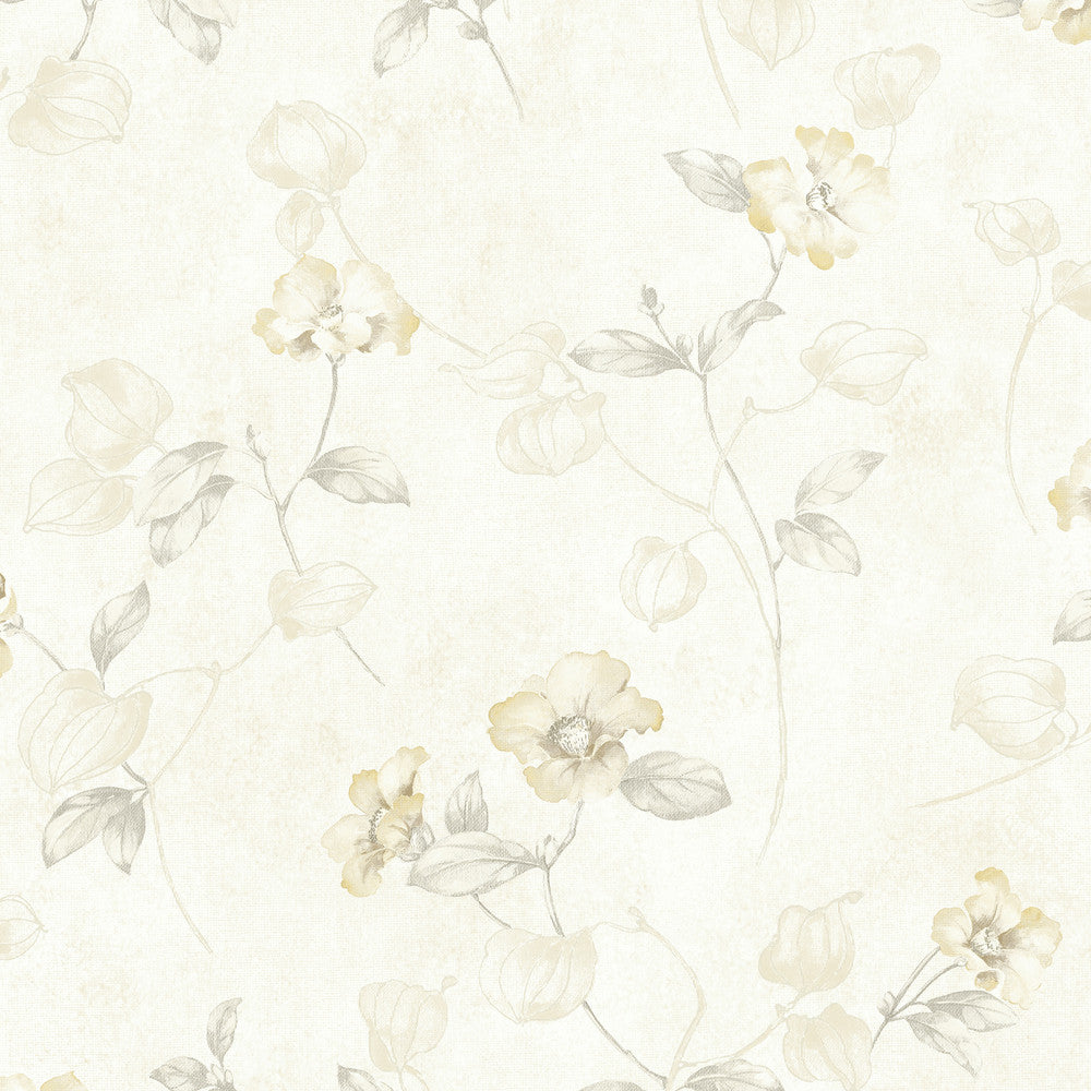 Surrey Grey Petunia Trail Wallpaper by Chesapeake Meadowlark Covers about 56.4 square feet 20.5-in by 33-ft long roll Prepasted 24 - Fabric Carolina -
