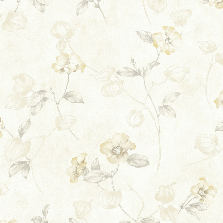 Surrey Grey Petunia Trail Wallpaper by Chesapeake Meadowlark Covers about 56.4 square feet 20.5-in by 33-ft long roll Prepasted 24 - Fabric Carolina -