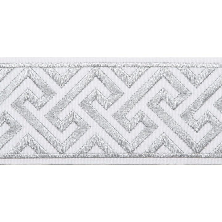 Melrose Emb Tape Silver by Magnolia Trim - 51% Fibranne, 14% Poly, 29% Metallic China Horizontal: and Vertical: 3.5 - Fabric Carolina -