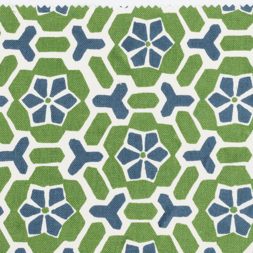 Merger 2 Apple by Stout Designer Fabric COMFORTABLE LIVING SPRING/MOSS 100%COT INDIA Horizontal: 5.250 and Vertical: 3.125 55 in - Swanky Fabrics -