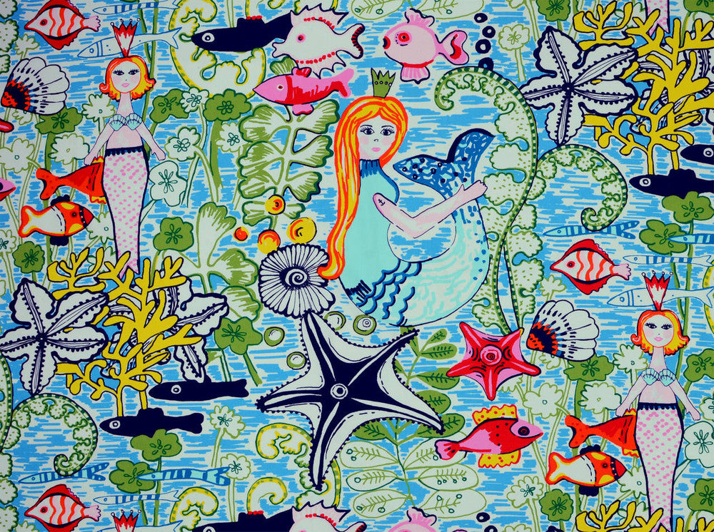 Mermaids Multi 100 by Covington Fabric 100% COTTON Pakistan 50000 Horizontal: 54 and Vertical: 24.25 56 - Fabric Carolina -